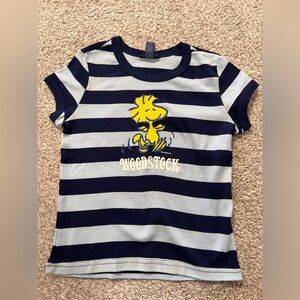 Limited Too graphic tee blue striped girls size small